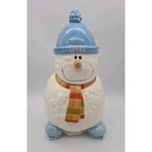 Ice Skating Snowman Ceramic Cookie Jar By Market Place